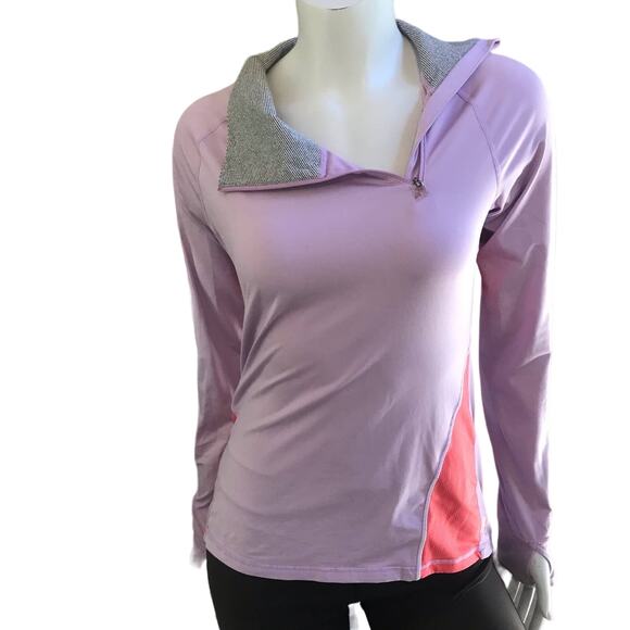 Lucy Tech  Cowl Neck 1/4 Zip Purple Long Sleeve with Thumb Holes Women's Size S - Picture 2 of 10